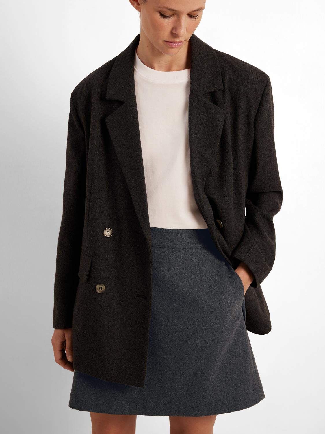 SLFMERCY-ULA Skirt - Dark Grey Melange